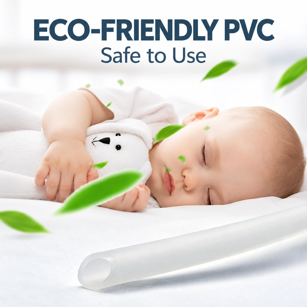 Eco-friendly PVC aquarium airline tubing for safe use, with a close-up of the tube opening.