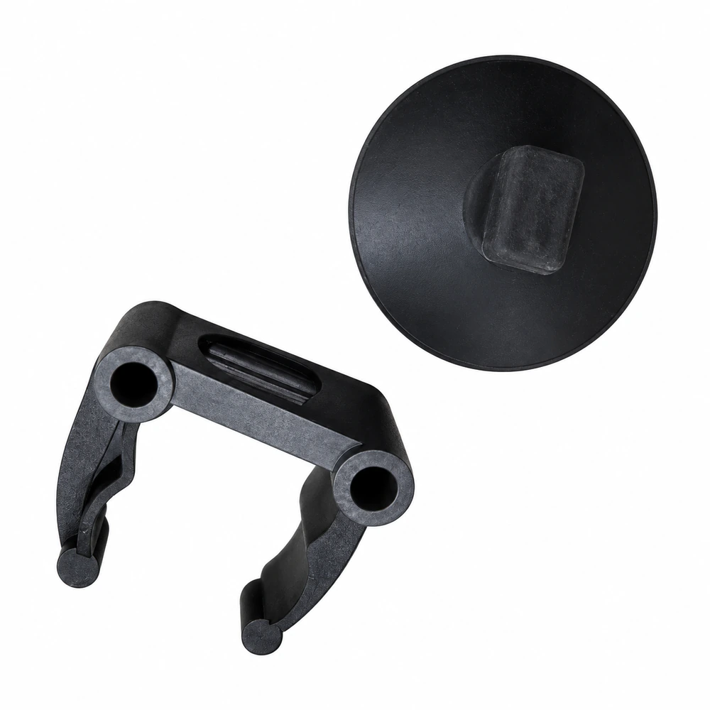 Black suction cup and tube-holding clip for mounting the T4 aquarium LED light.