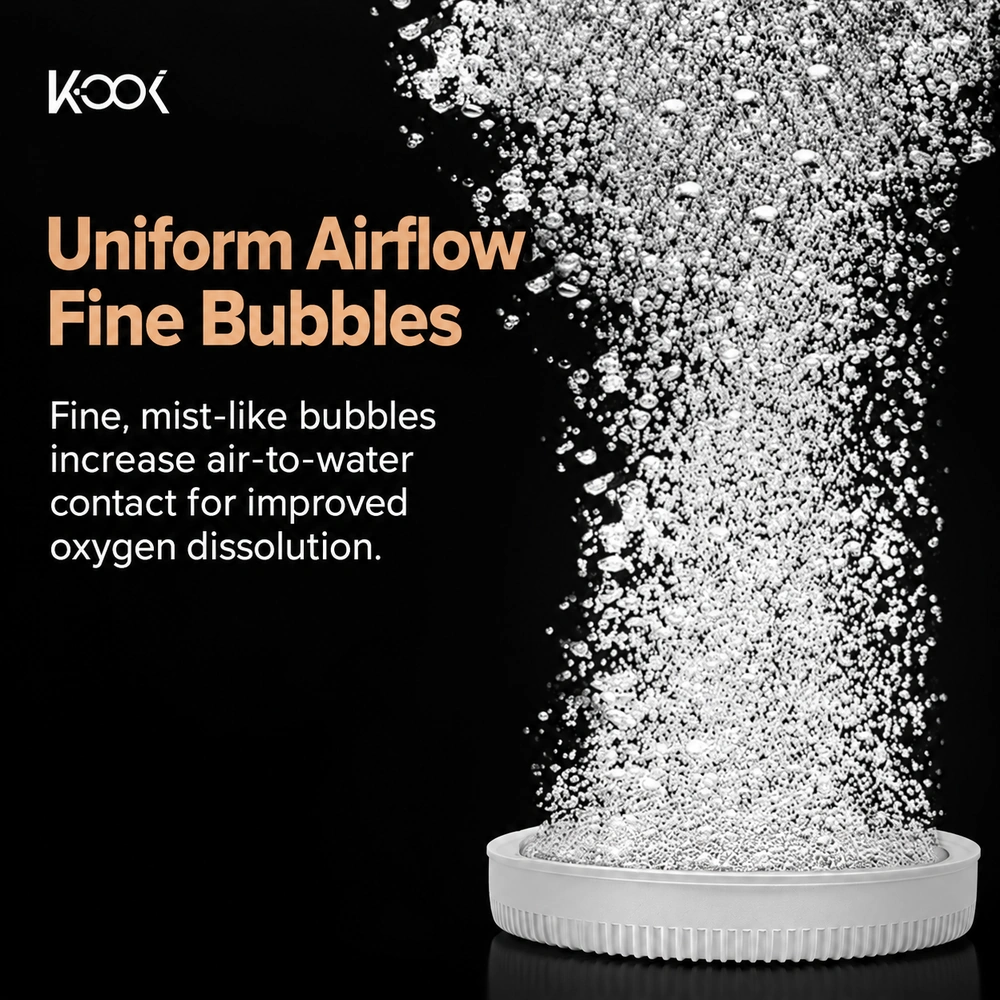 Beluga aquarium air diffuser disc illustration showing a rising column of fine bubbles.