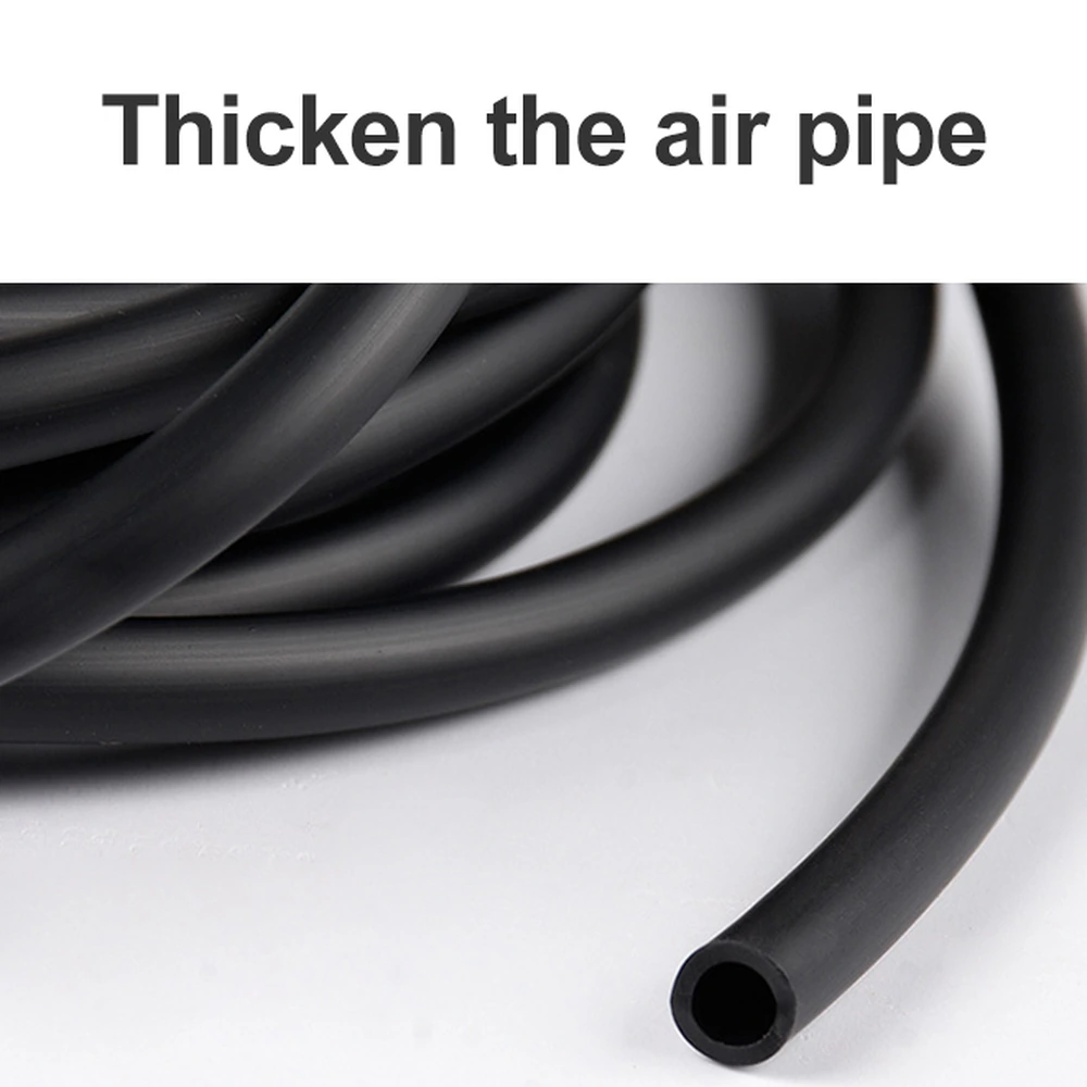 Black PVC aquarium airline tubing coiled with an open end showing the bore and tube wall.