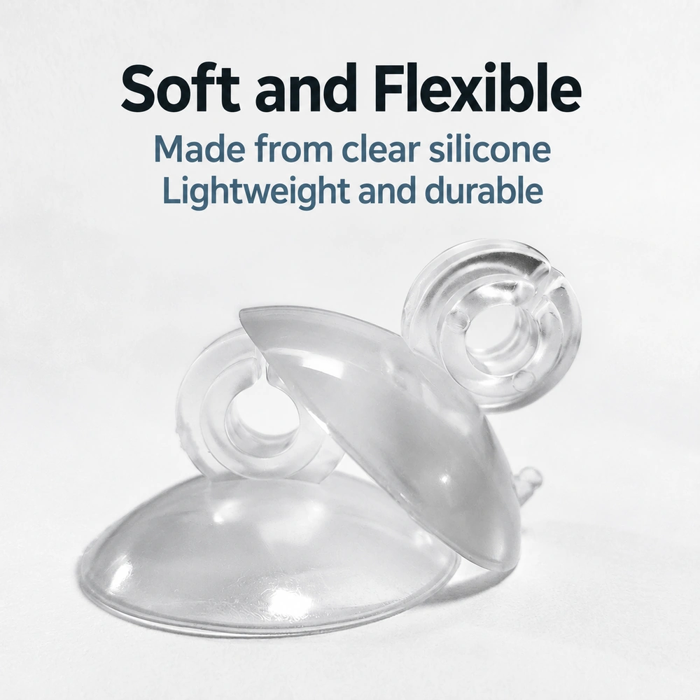Soft, flexible aquarium airline suction cups with open clips and a lightweight, durable design.
