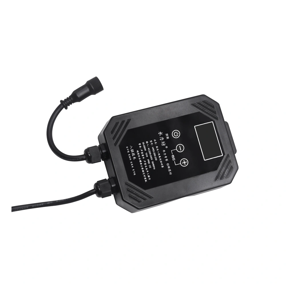 KOOI 63 Dual-Head Series water pump controller with a display, power and adjustment buttons, and cable connections.