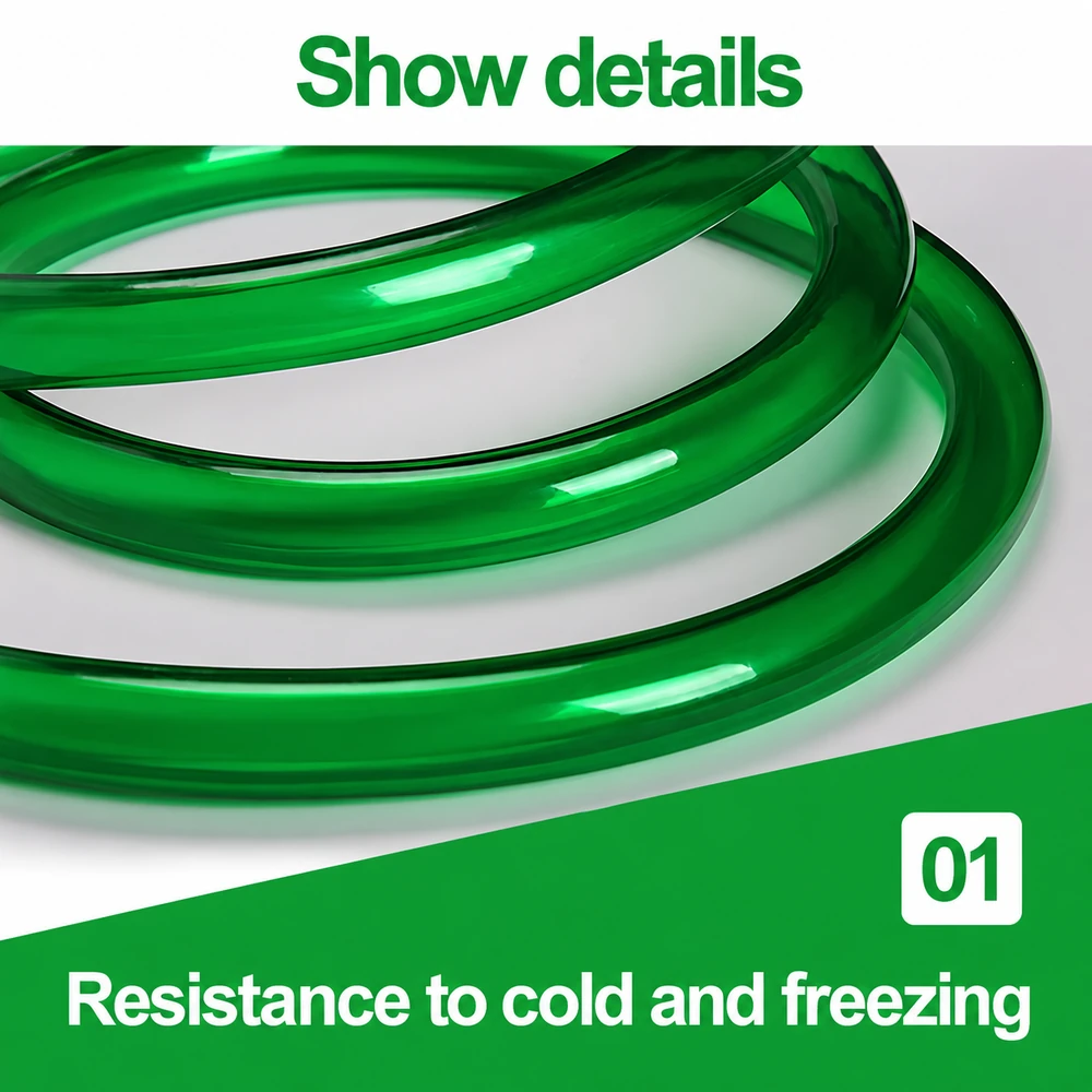 Green PVC aquarium water hose feature image highlighting resistance to cold and freezing.