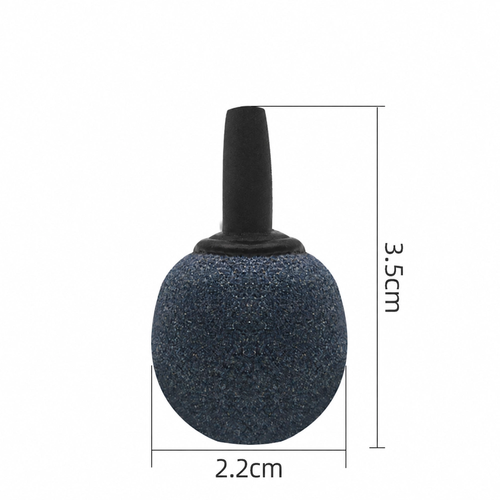 22 mm spherical aquarium air stone dimension diagram showing a total height of 35 mm including the connector.