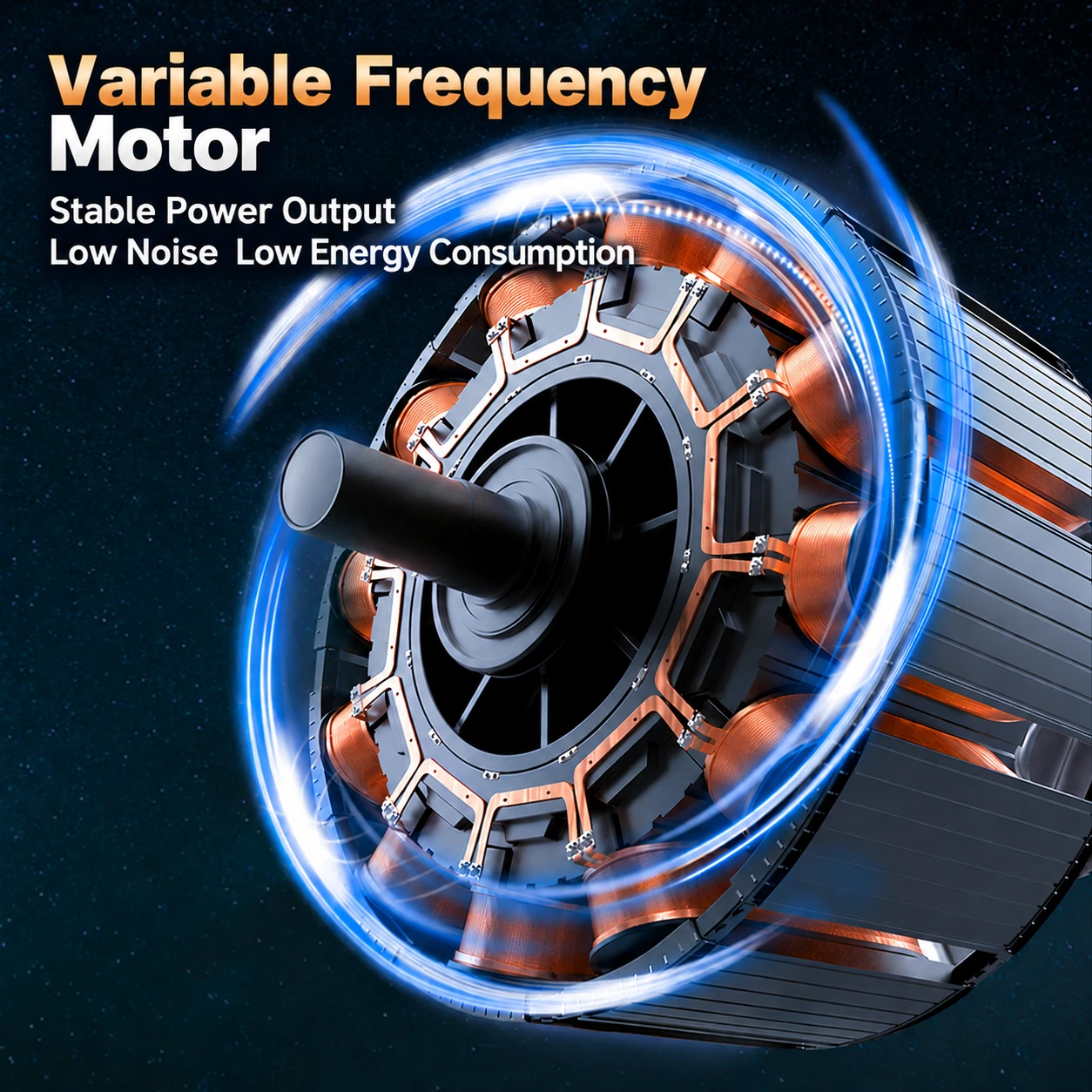 Variable-frequency motor illustration for the Small Honey Badger water pump, highlighting stable power output, low noise and low energy consumption.