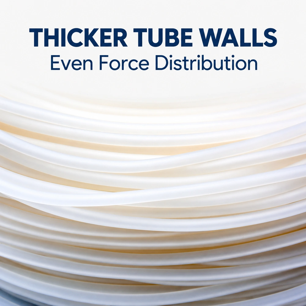 PVC aquarium airline tubing with thicker tube walls for even force distribution.
