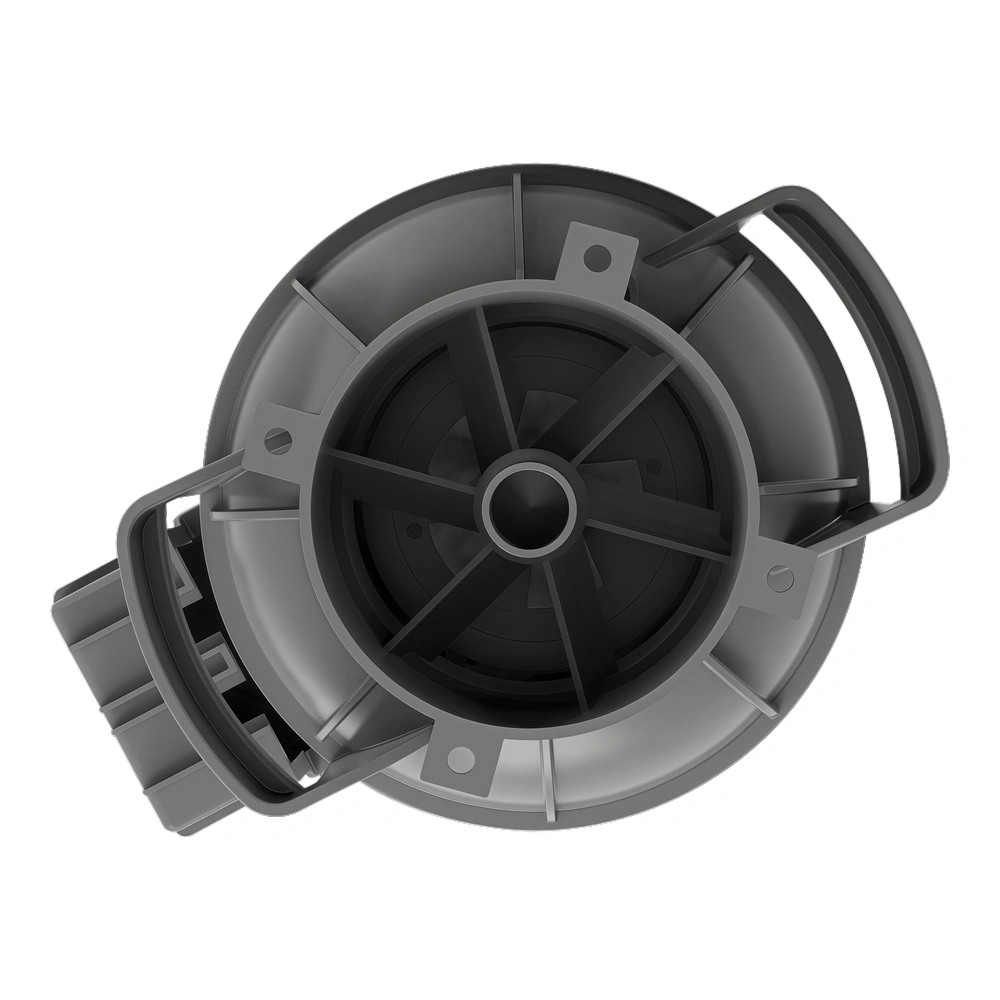 Tank axial-flow water pump outlet view showing the impeller, radial support ribs and carrying handles.